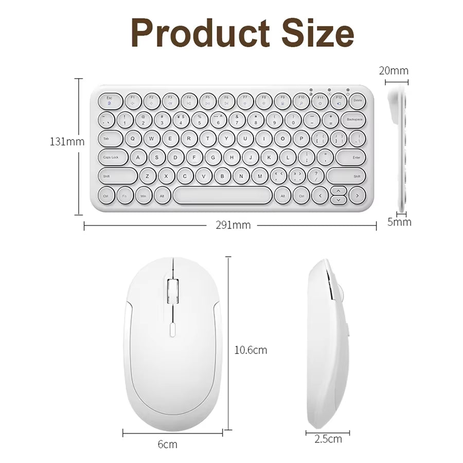 Wireless Keyboard + Slient Mouse Combo for Macbook Pro/PC