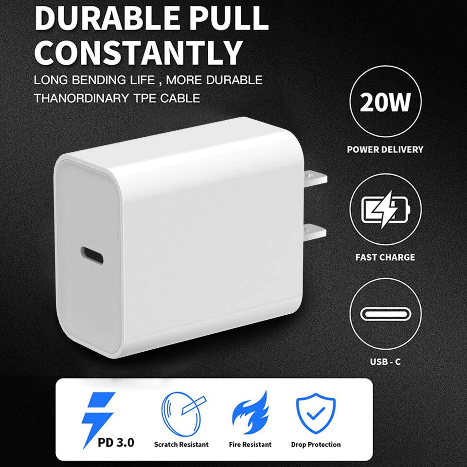 20W USB C Super Fast Charger PD to Type C Cable for Iphone 15 Ipad plus Pro Max